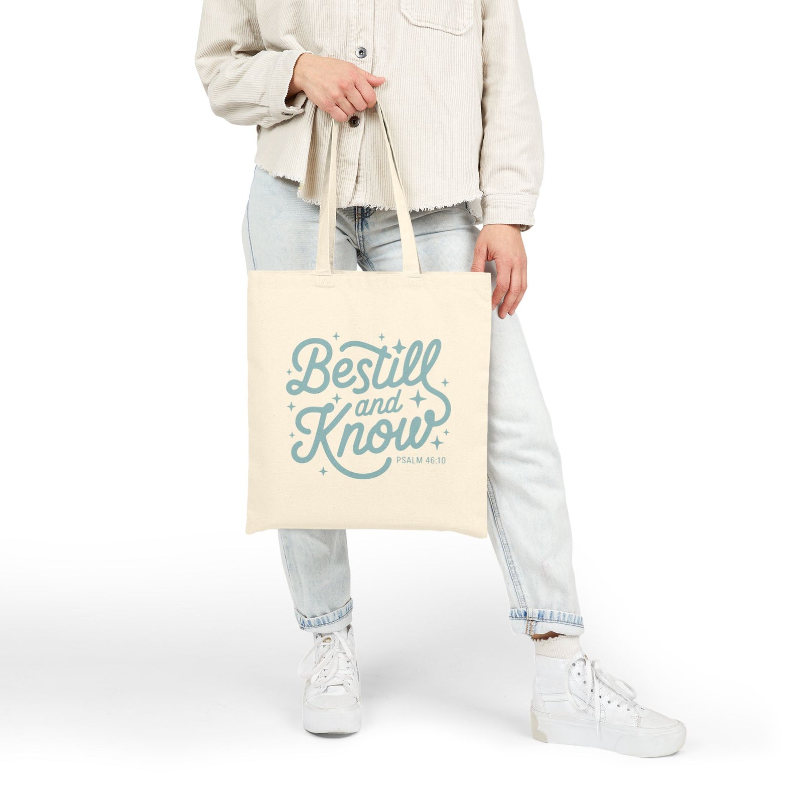 Be Still and Know Inspirational Christian Cotton Canvas Tote Bag