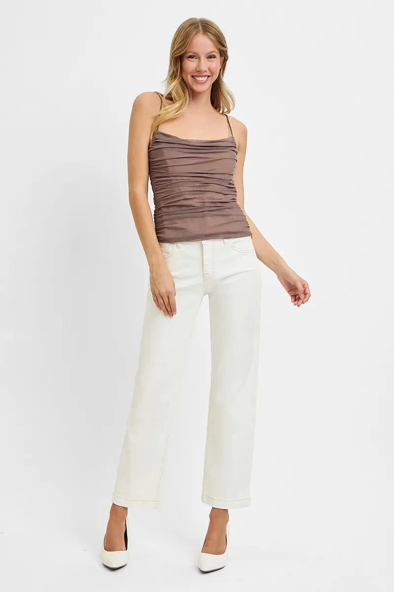 RISEN Full Size Tummy Control Mid Rise Ankle Straight Jeans Plus Size - Sydney So Sweet