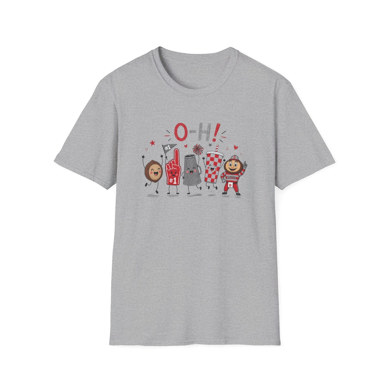 Ohio Doodle Football Mascot Tee Cute Tailgate Cartoon State Game T-Shirt
