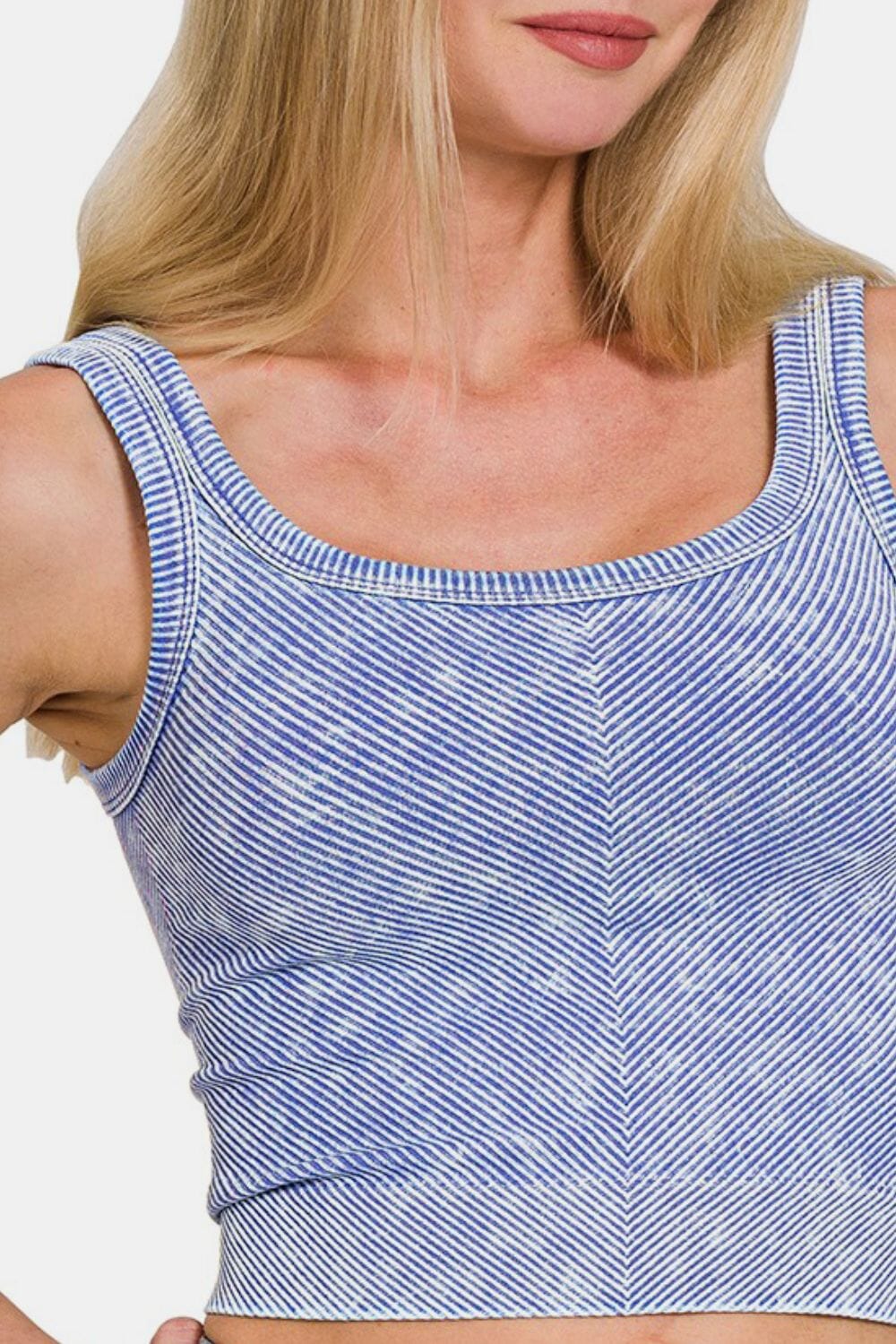 Zenana Washed Ribbed Scoop Neck Wide Strap Tank - Sydney So Sweet