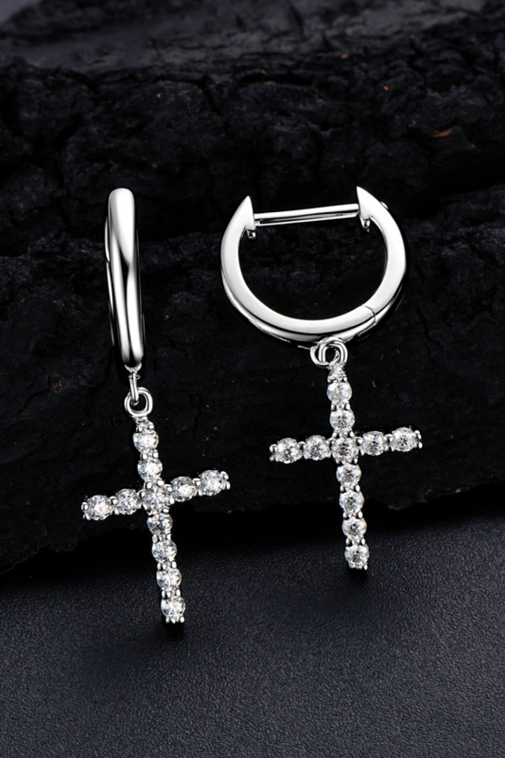 925 Sterling Silver Moissanite Cross Earrings - Sydney So Sweet
