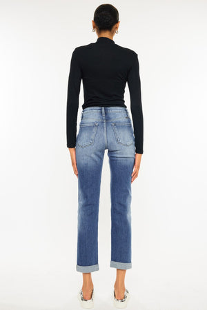 Kancan High Waist Distressed Hem Detail Cropped Straight Jeans - Sydney So Sweet