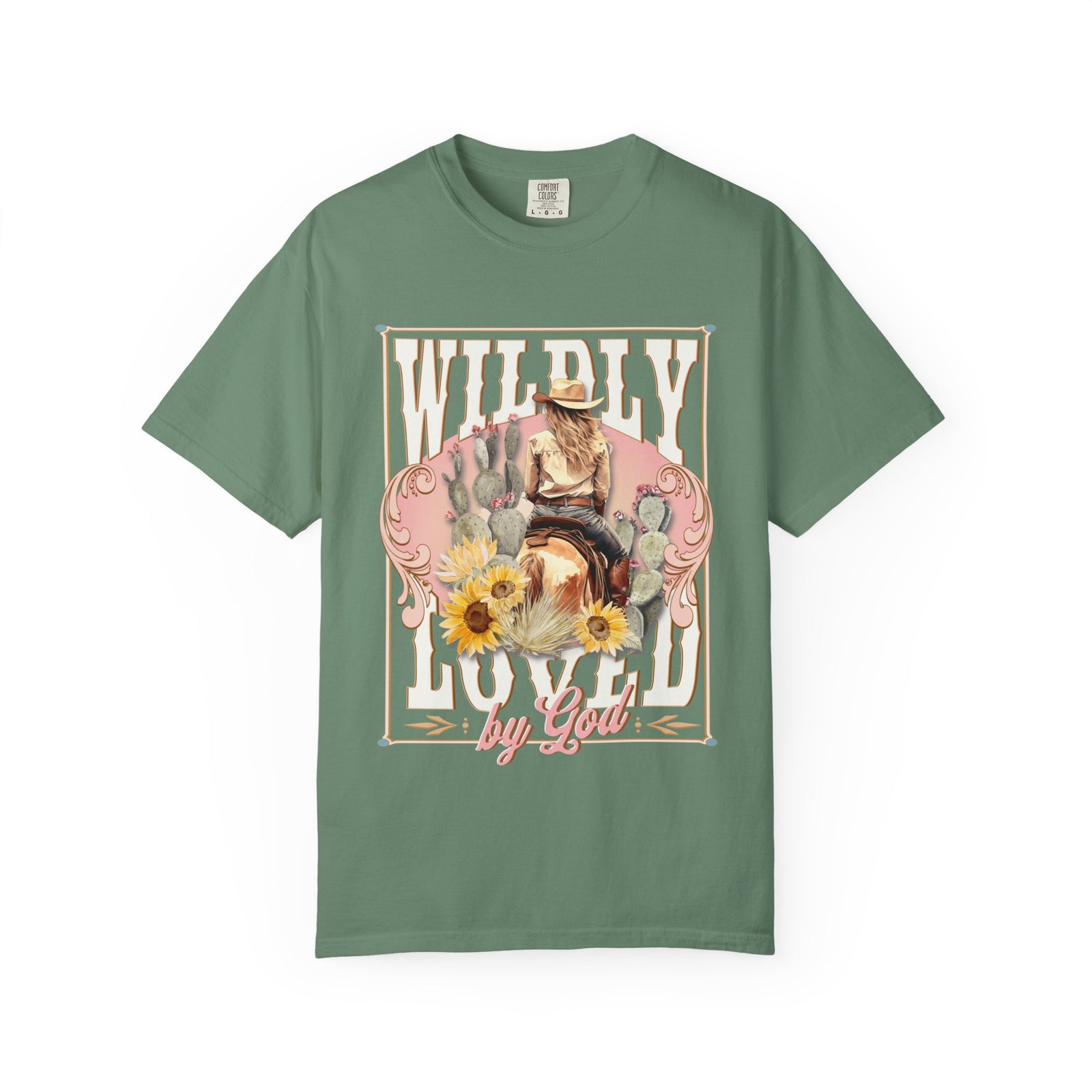 Wildly Loved by God Graphic Tee Vintage Cowgirl Sunflower T-Shirt