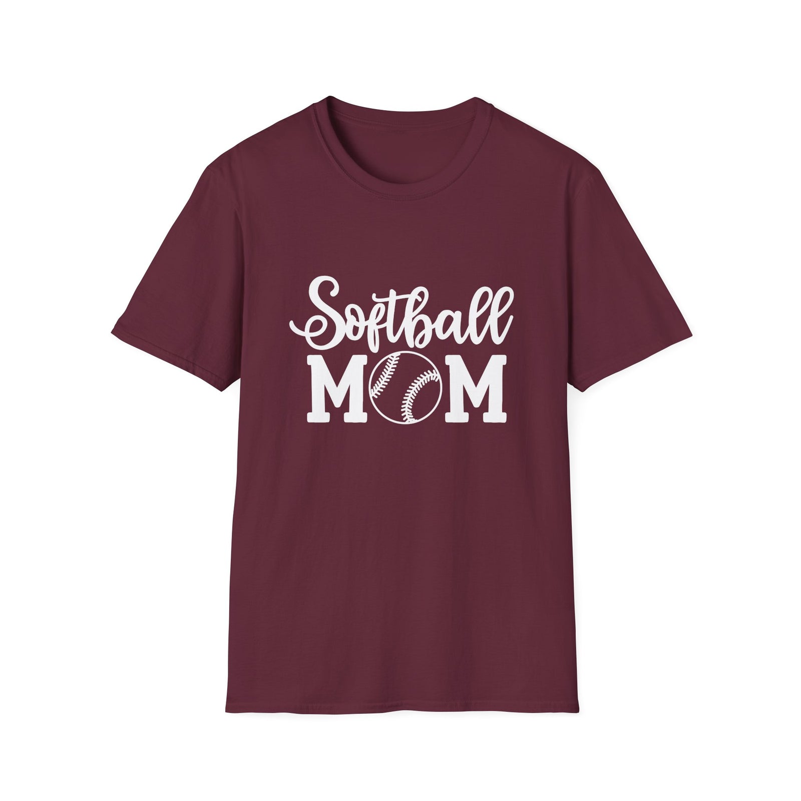 Softball Mom Classic Graphic T-Shirt Cute Sports Mom Tee (12 Team Colors)