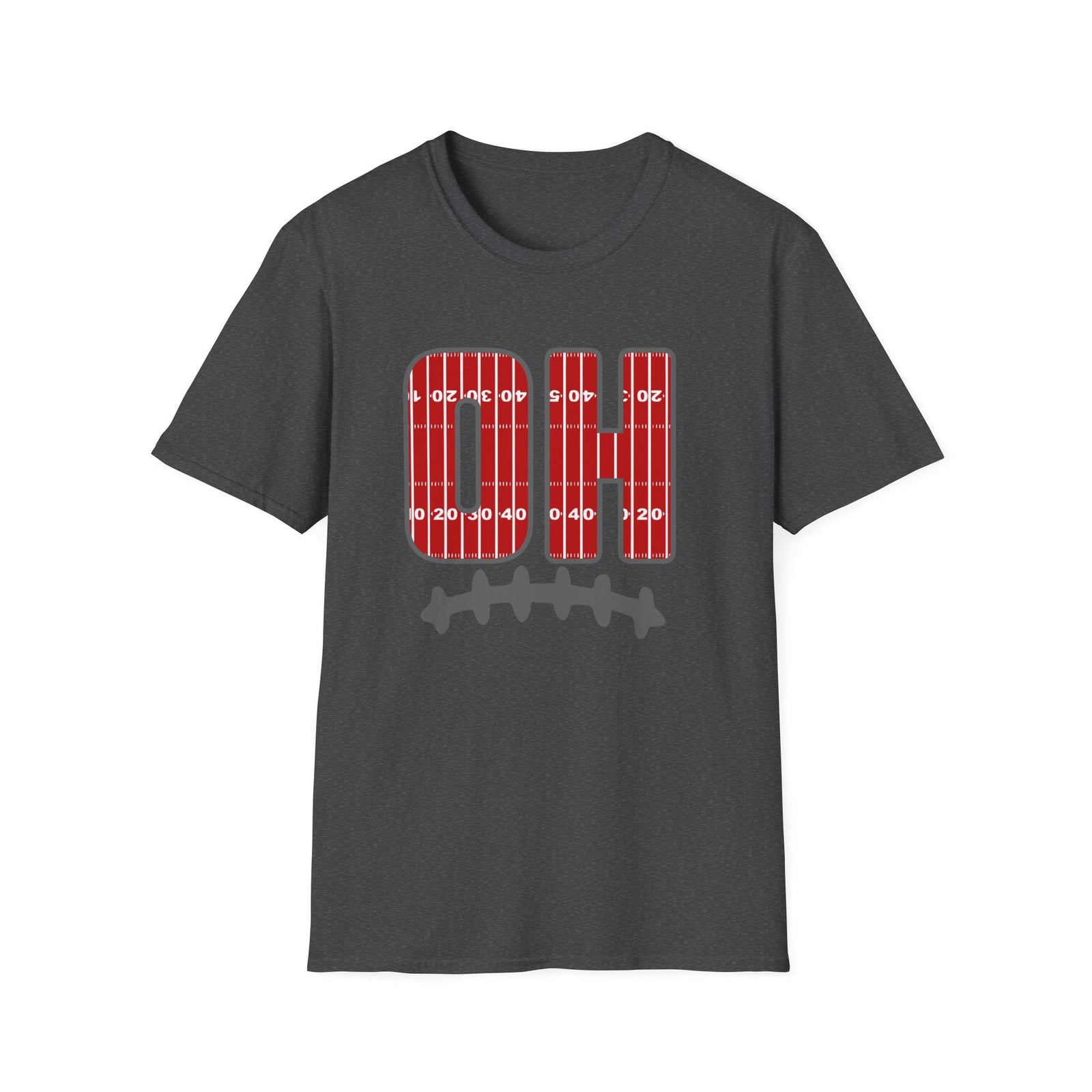 OH Football Field Stripe Ohio State T-Shirt Scarlet & Gray Gameday Tee