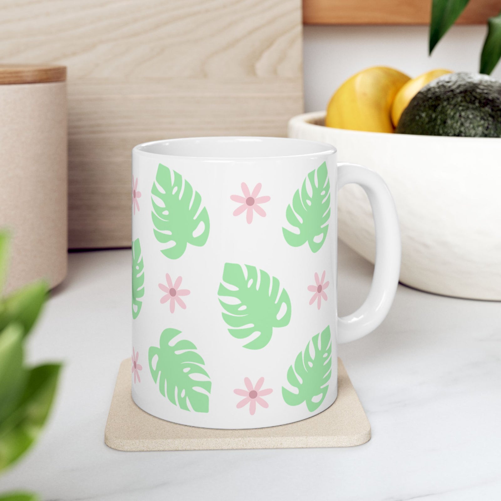 Monstera Plant Cute Ceramic Mug Coffee Cup (11oz & 15oz)