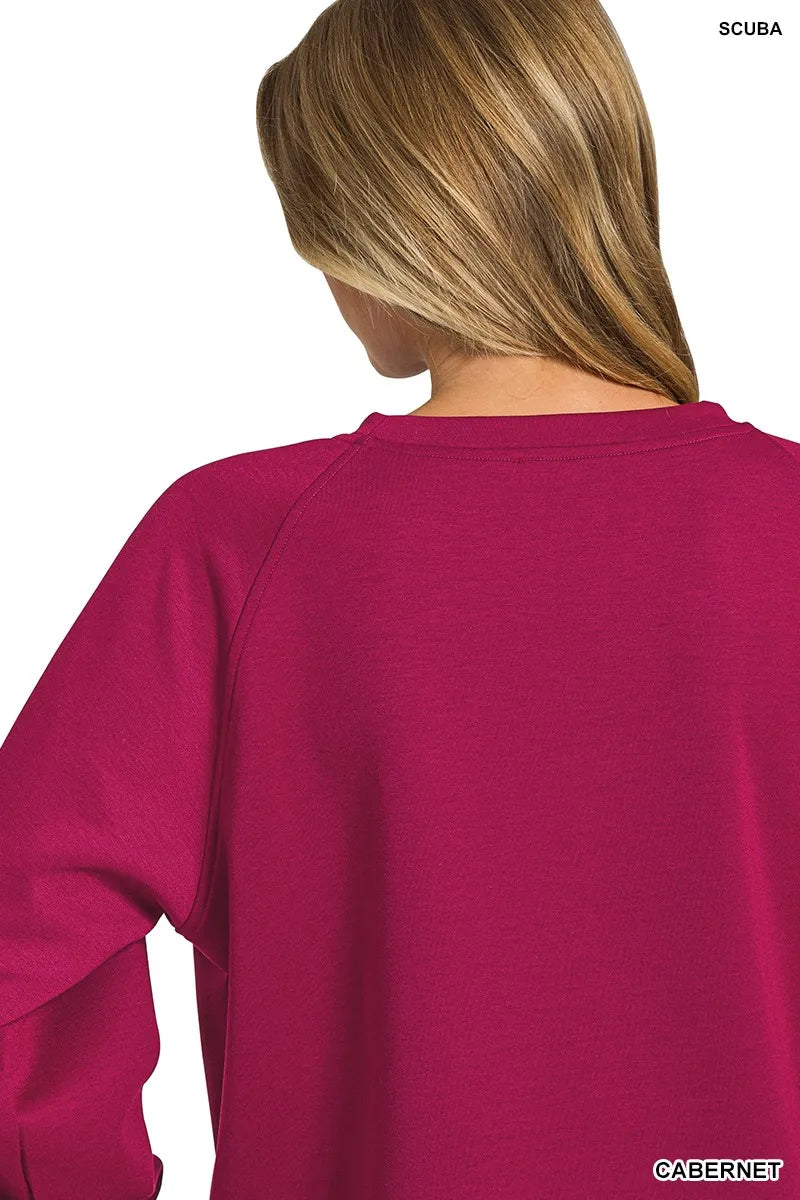 Zenana Scuba Crewneck Sweatshirt and Pants Set - Sydney So Sweet