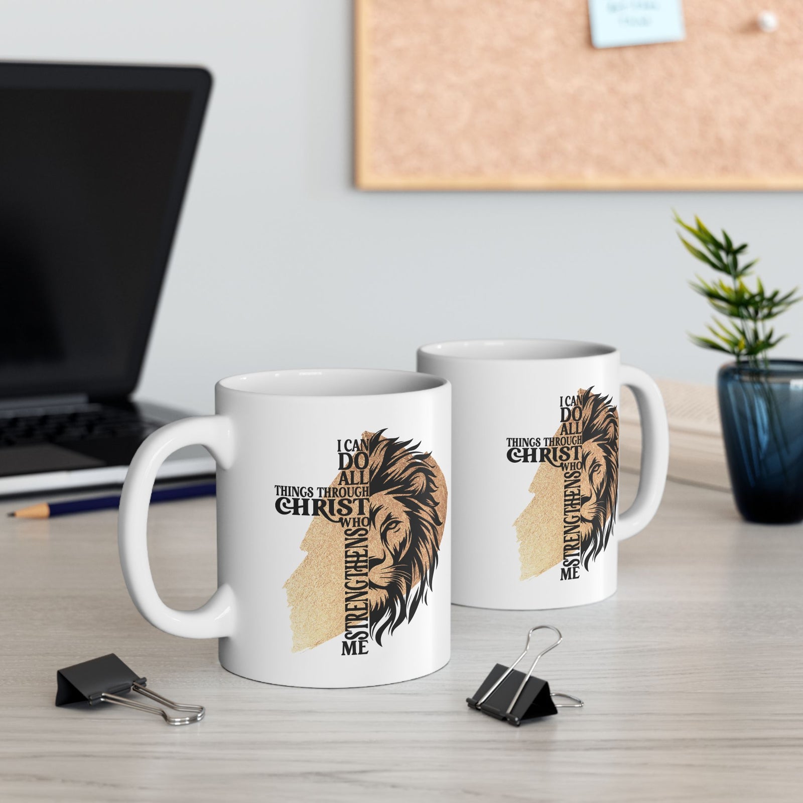 All Things Through Christ Christian Ceramic Coffee Cup (11oz, 15oz) - Sydney So Sweet
