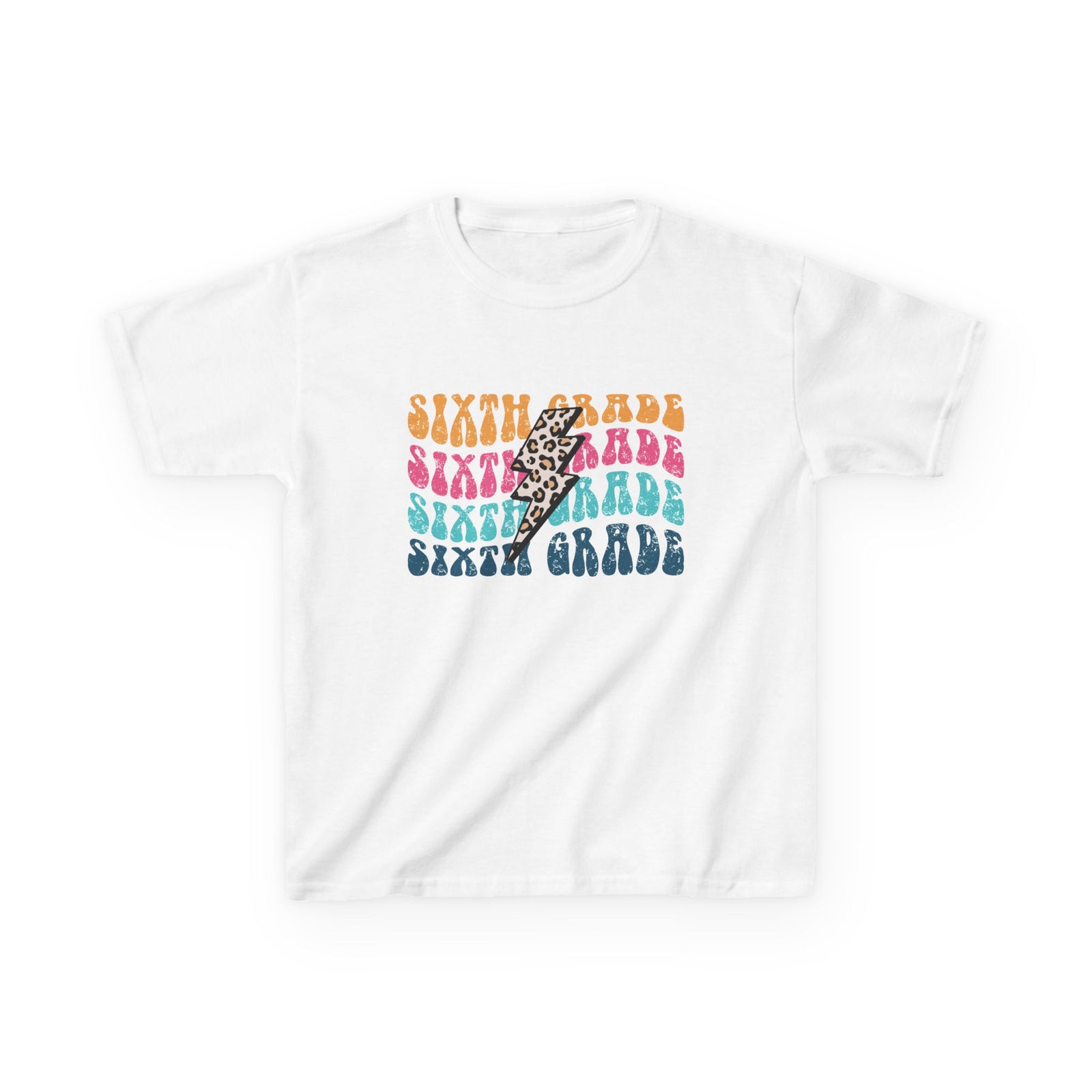 Sixth Grade Leopard Lightning Graphic Tee Back-to-School 6th Grade Kids T-Shirt