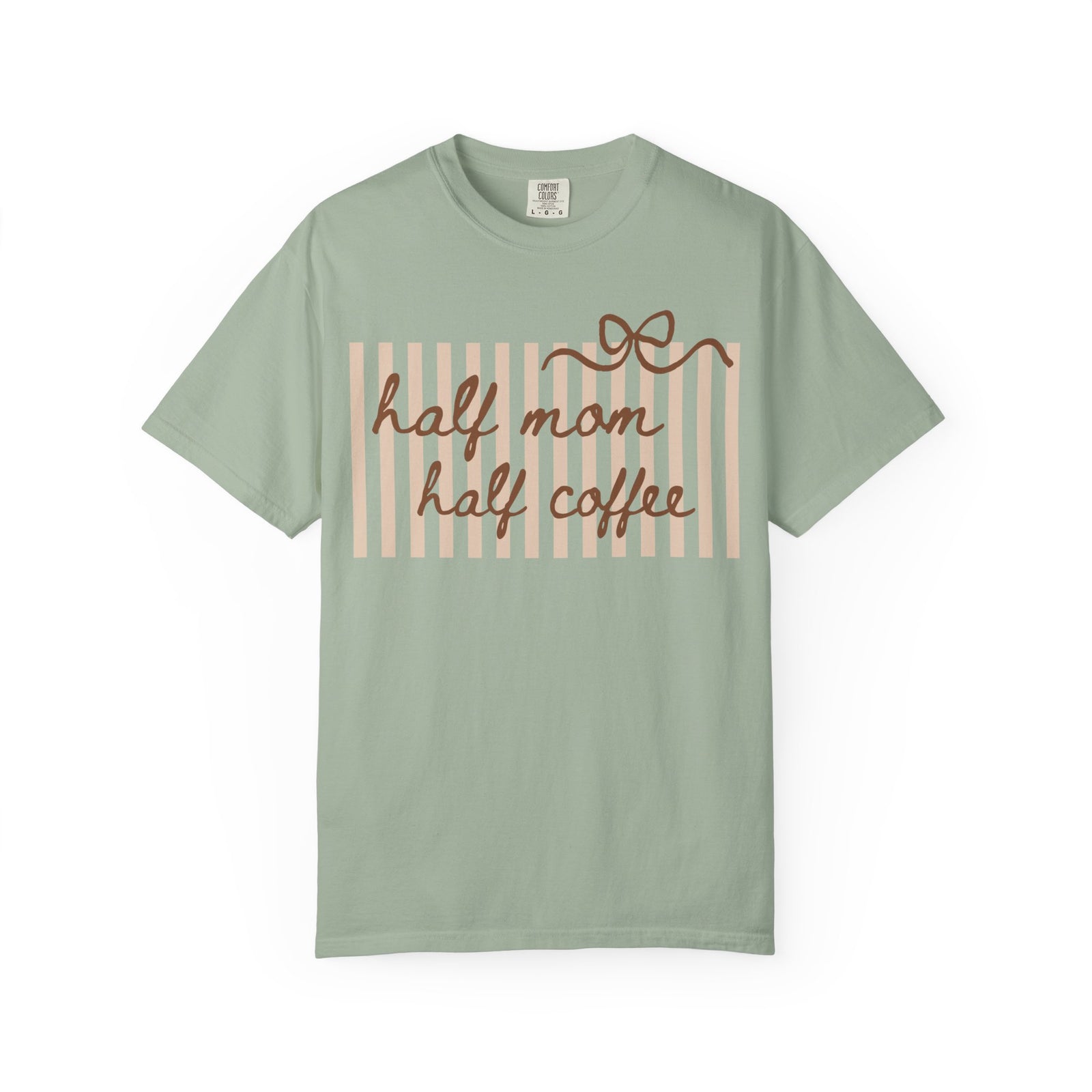 Half Mom Half Coffee Graphic T-Shirt Mom Life Stripe & Bow Tee