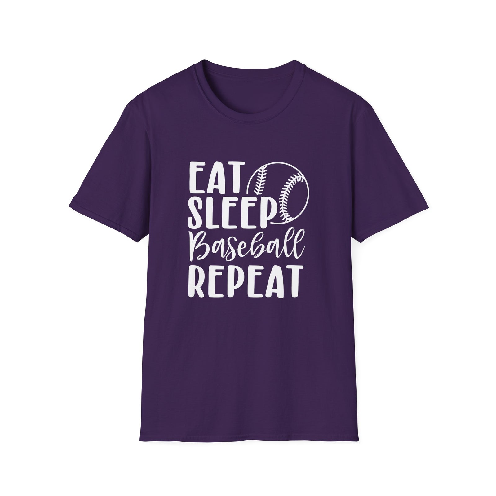 Eat Sleep Baseball Repeat Graphic T-Shirt Cute Sports Mom Tee (12 Team Colors)