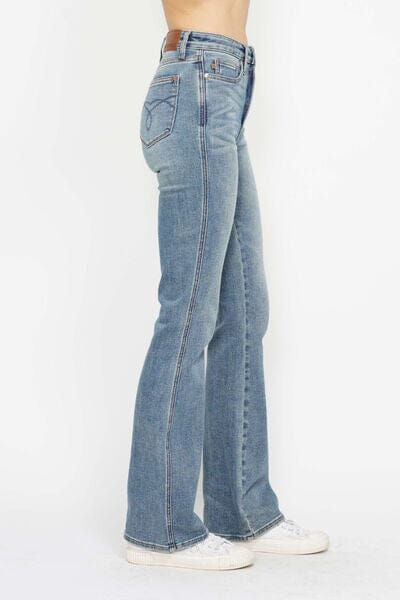 Judy Blue Full Size Tummy Control Back Embroidered Pocketed Bootcut Jeans Plus Size - Sydney So Sweet
