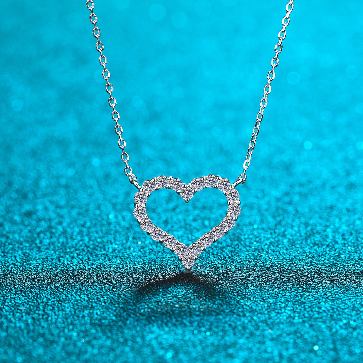 Moissanite 925 Sterling Silver Heart Shape Necklace - Sydney So Sweet