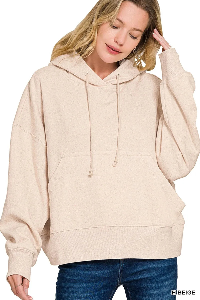 Zenana Oversized Fleece Kangaroo Pocket Hoodie - Sydney So Sweet