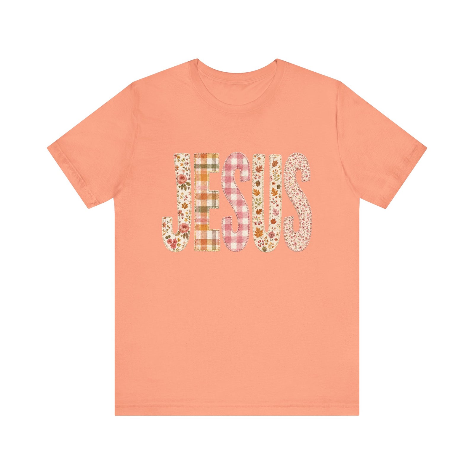 JESUS Floral Plaid Tee Women's Christian Graphic T-Shirt