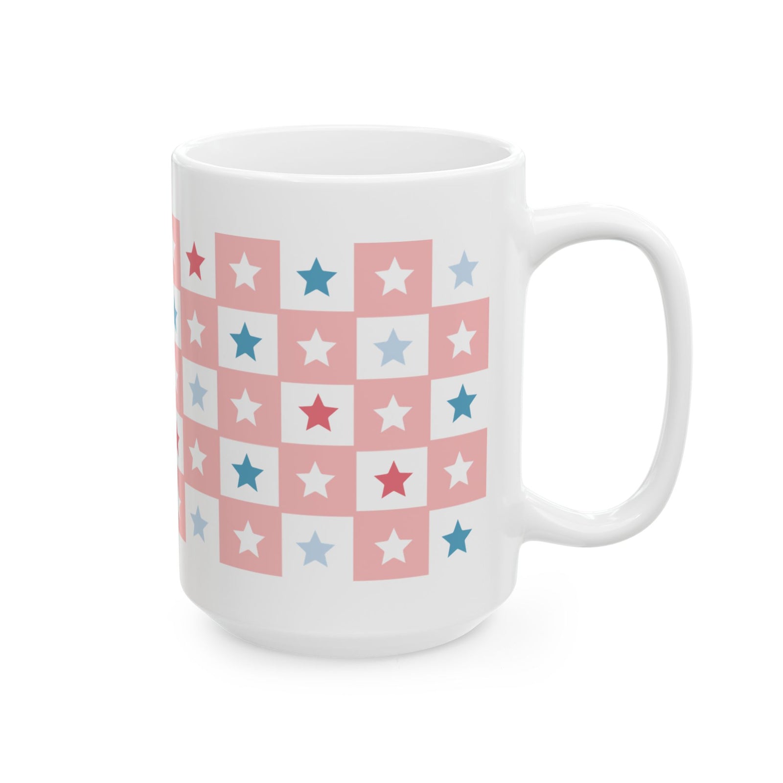 Checkered Stars Cute Ceramic Mug Coffee Cup (11oz & 15oz)