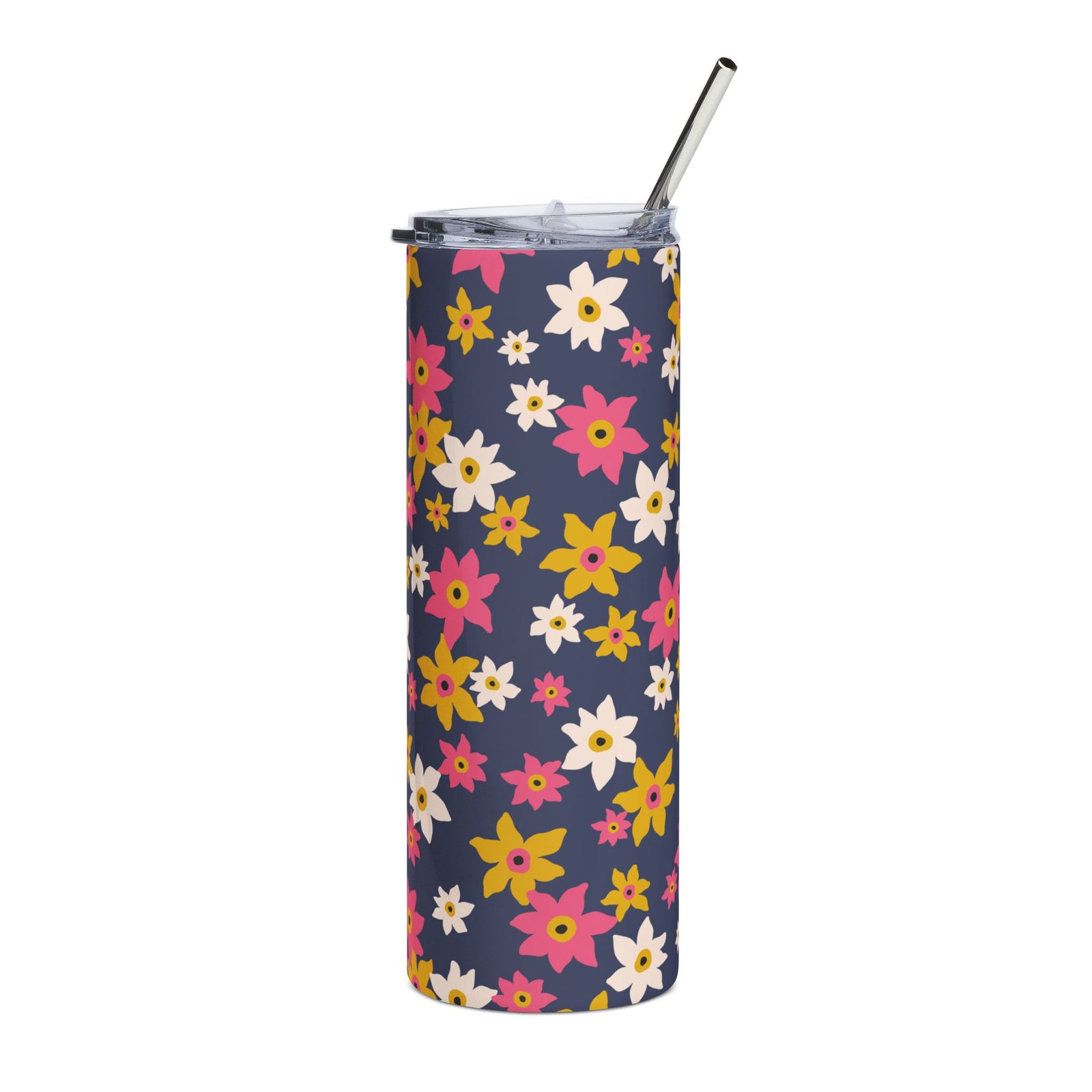 Colorful Retro Floral 20oz Stainless Steel Tumbler Insulated Travel Cup