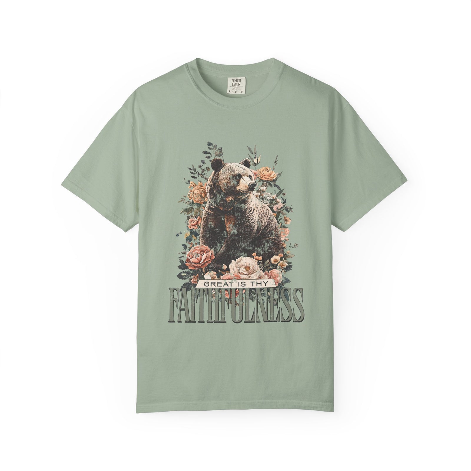 How Great is Thy Faithfulness T-Shirt Grizzly Bear Christian Distressed Tee