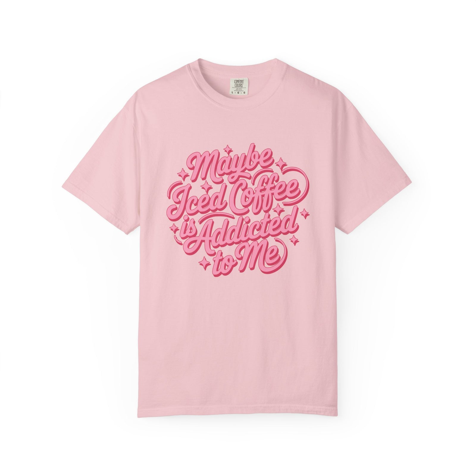 Maybe Iced Coffee Is Addicted to Me Retro Script T-Shirt Coffee Lover Tee