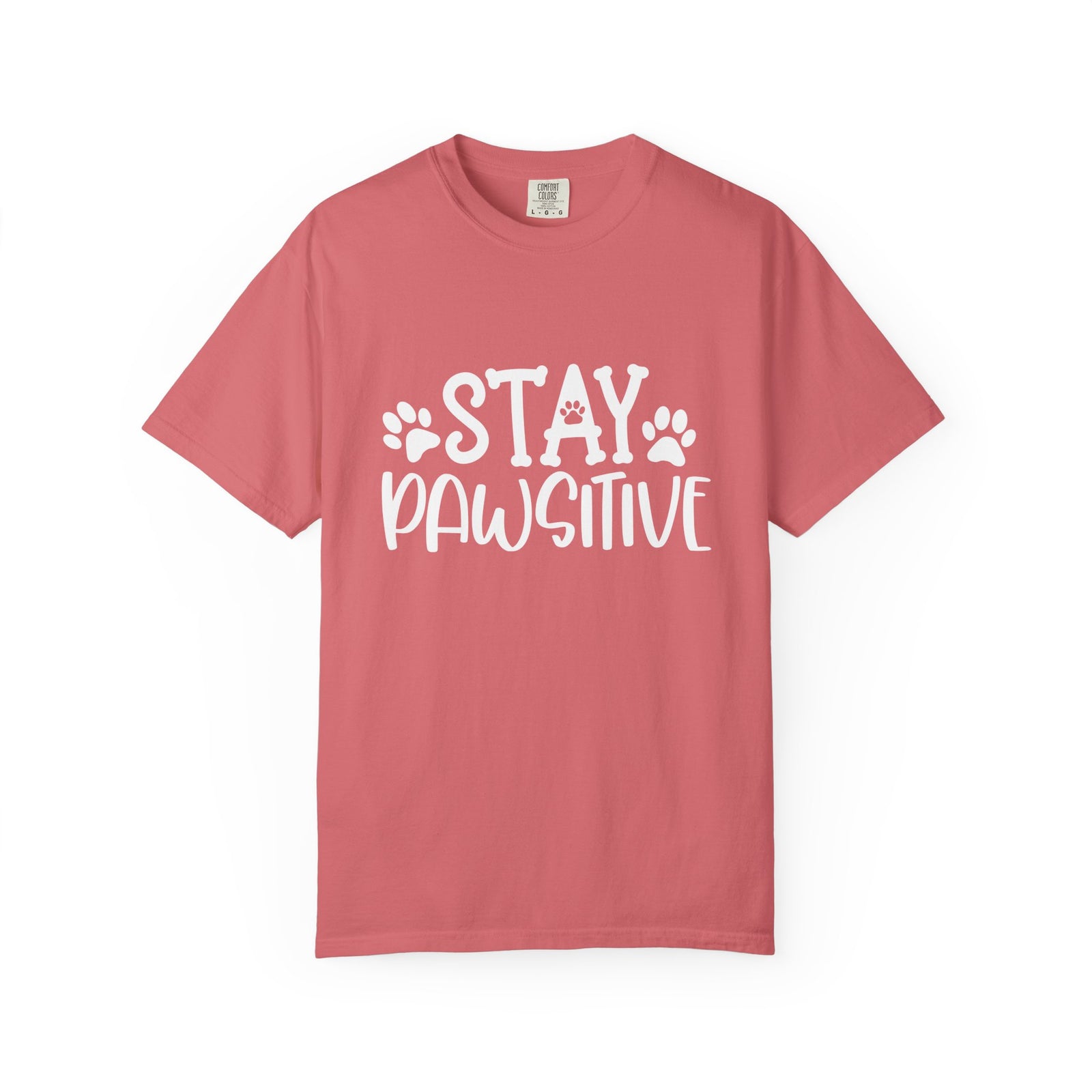 Stay Paw-sitive Paw Print T-Shirt Cute Dog Mom Graphic Tee