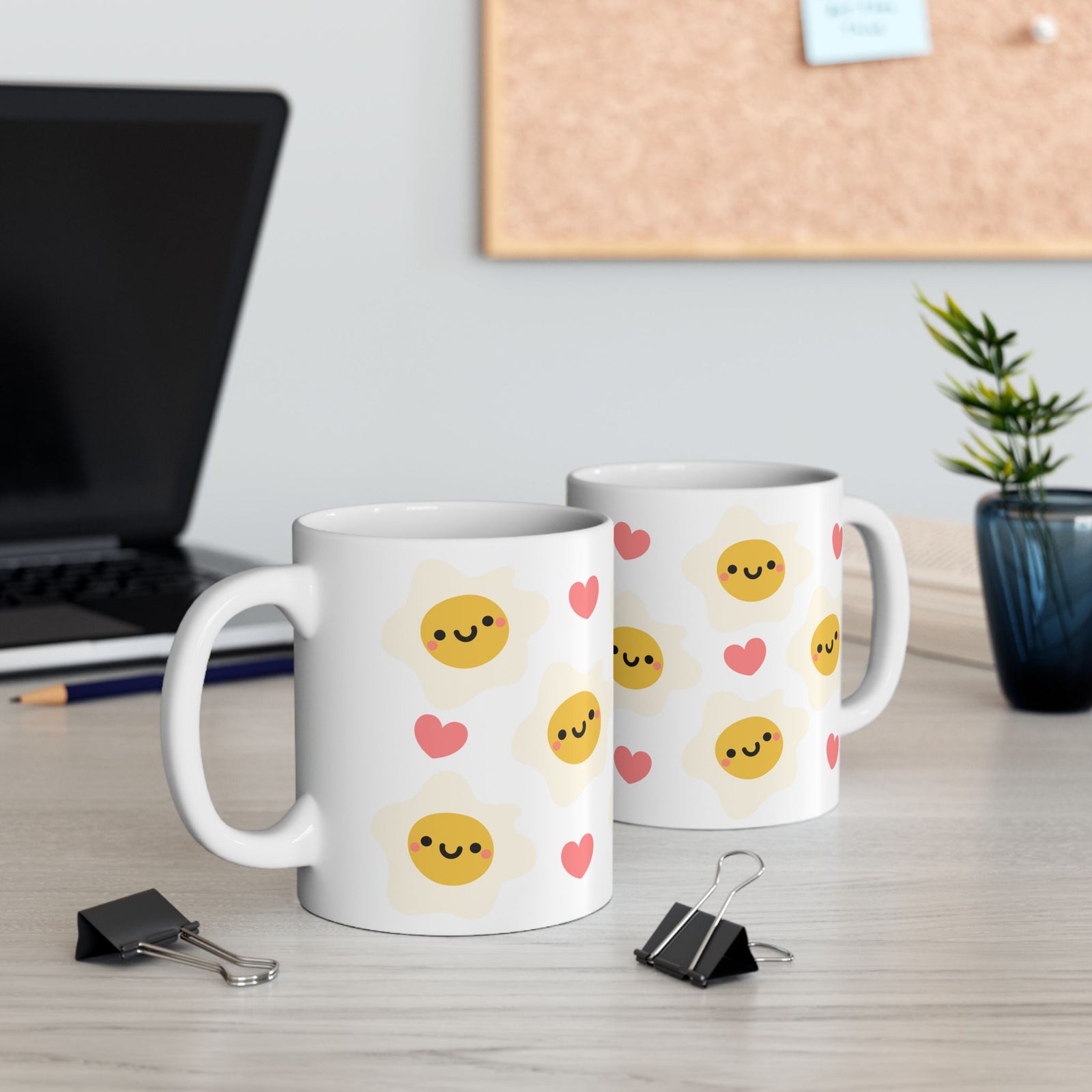 Kawaii Eggs Sunny Side Up Cute Ceramic Mug Coffee Cup (11oz & 15oz)