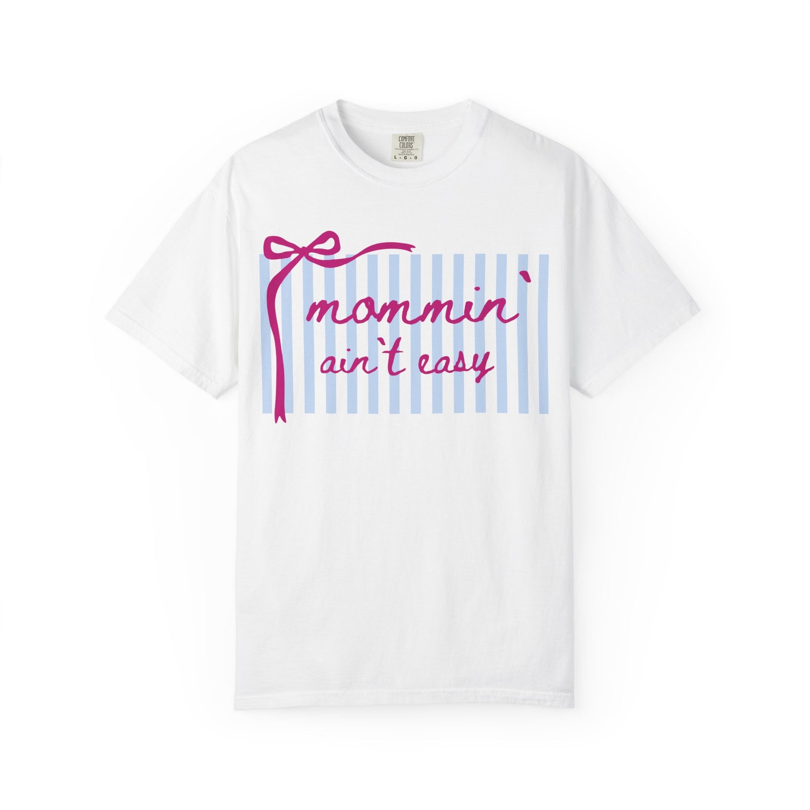 Mommin' Ain't Easy Graphic T-Shirt Cute Striped Mom Life Tee