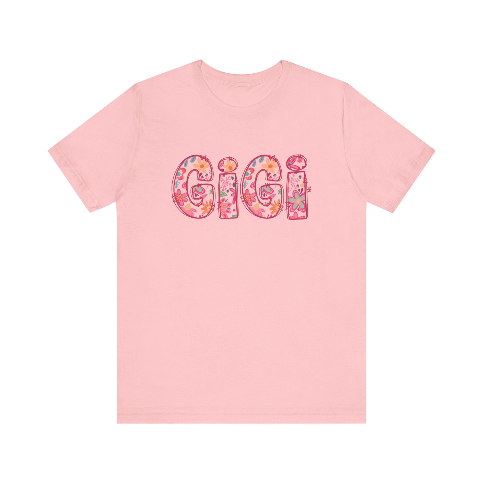 Gigi Boho Pink Floral Graphic T‑Shirt Flower Pattern Grandmother Tee