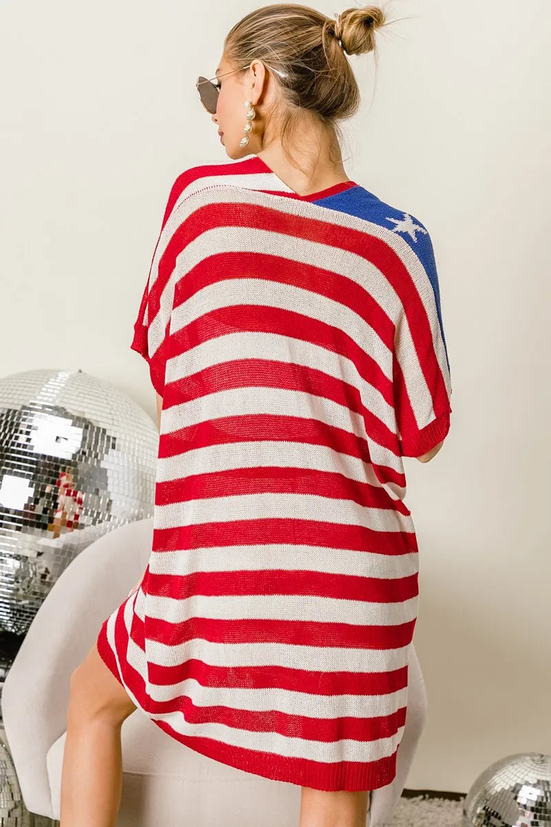 BiBi American Flag Low Gauge Knit Cardigan - Sydney So Sweet