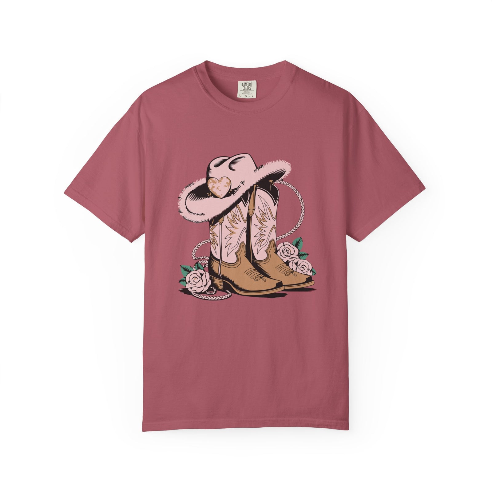 Cowgirl Valentine Boots & Hat Graphic T-Shirt Short Sleeve Tee - Sydney So Sweet