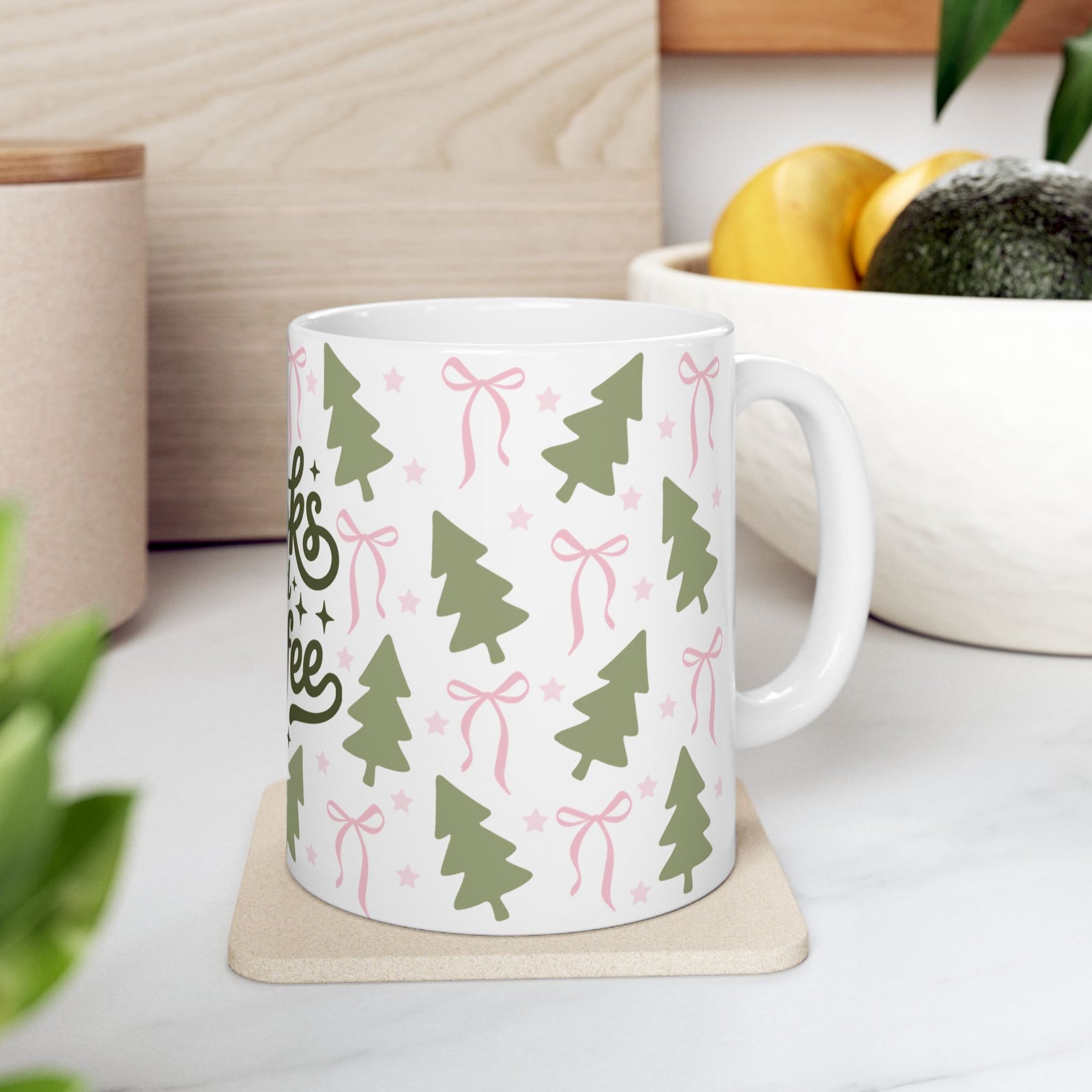 Books & Coffee Coquette Trees Ceramic Mug Coffee Cup (11oz & 15oz)