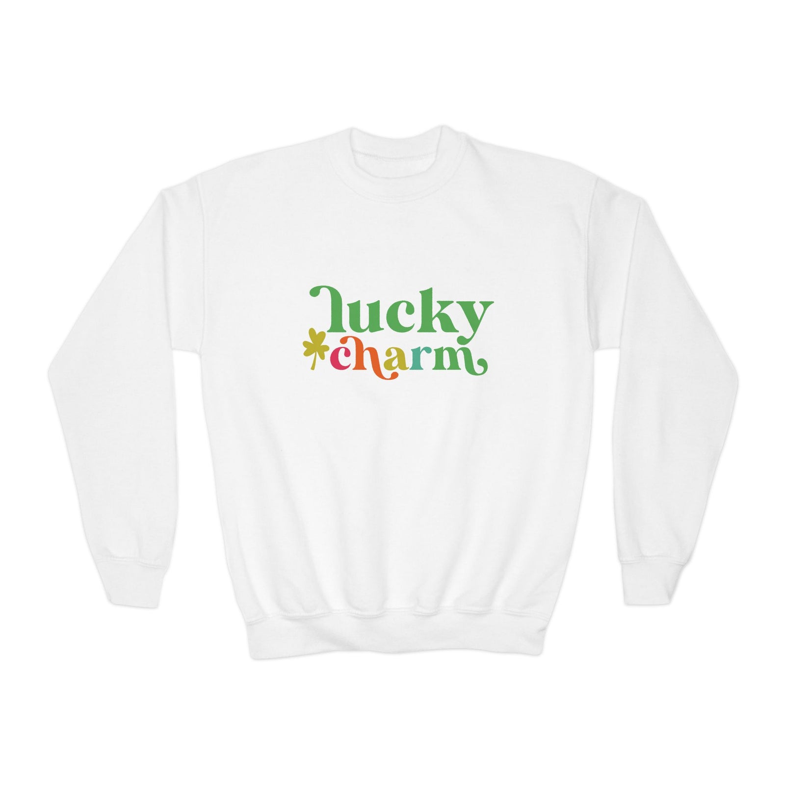 Lucky Charm Shamrock St. Patrick's Day Kids' Crewneck Graphic Sweatshirt