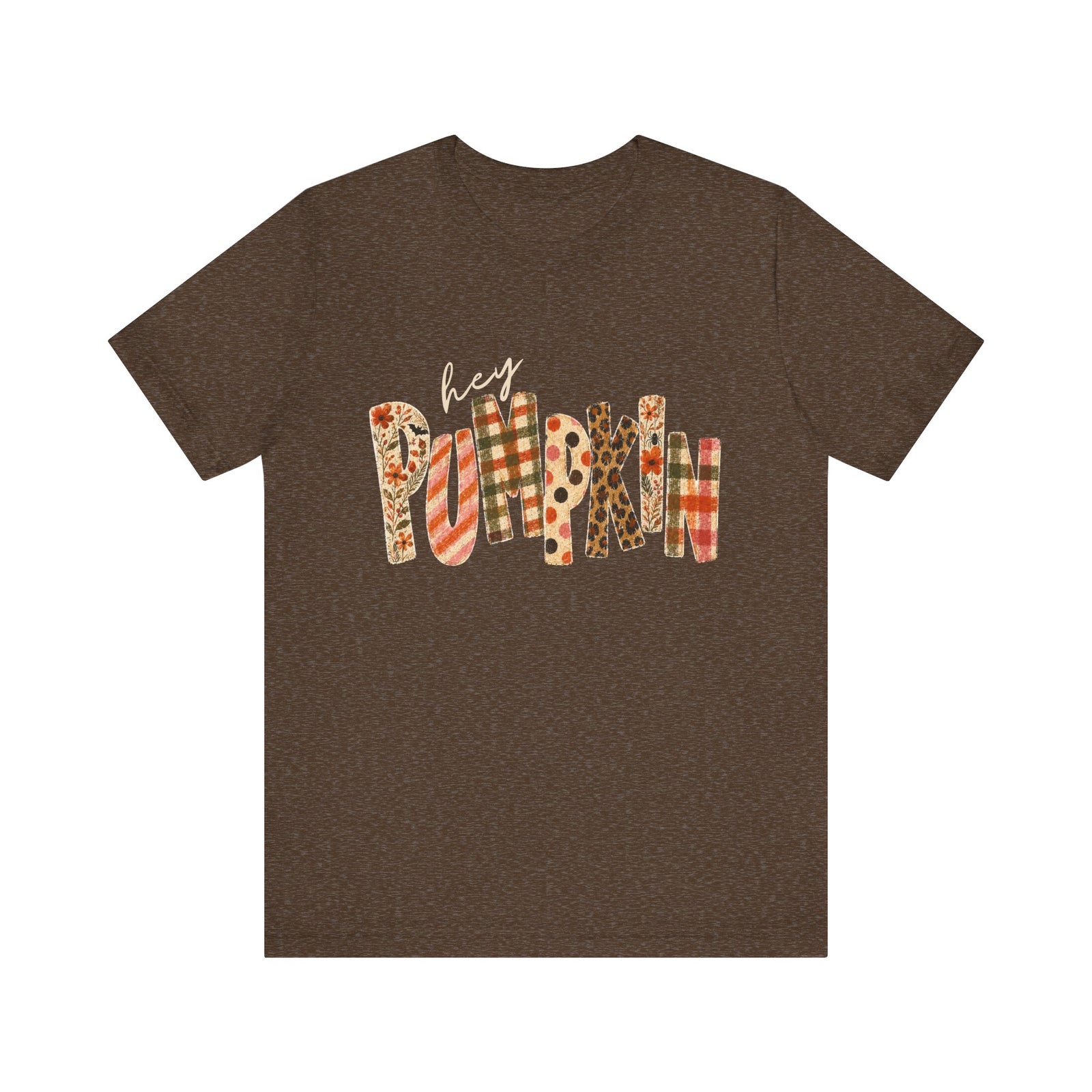 Hey Pumpkin T-Shirt Fall Plaid & Floral Pumpkin Graphic Tee