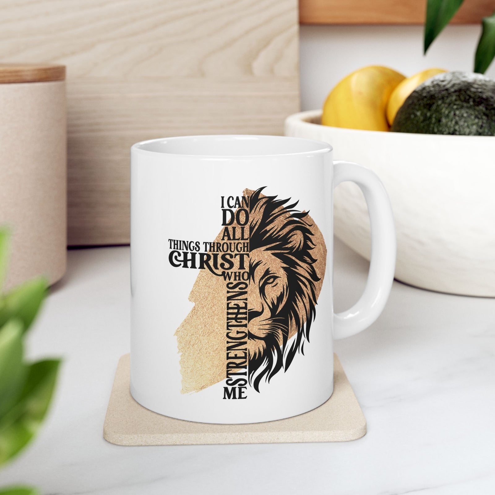 All Things Through Christ Christian Ceramic Coffee Cup (11oz, 15oz) - Sydney So Sweet