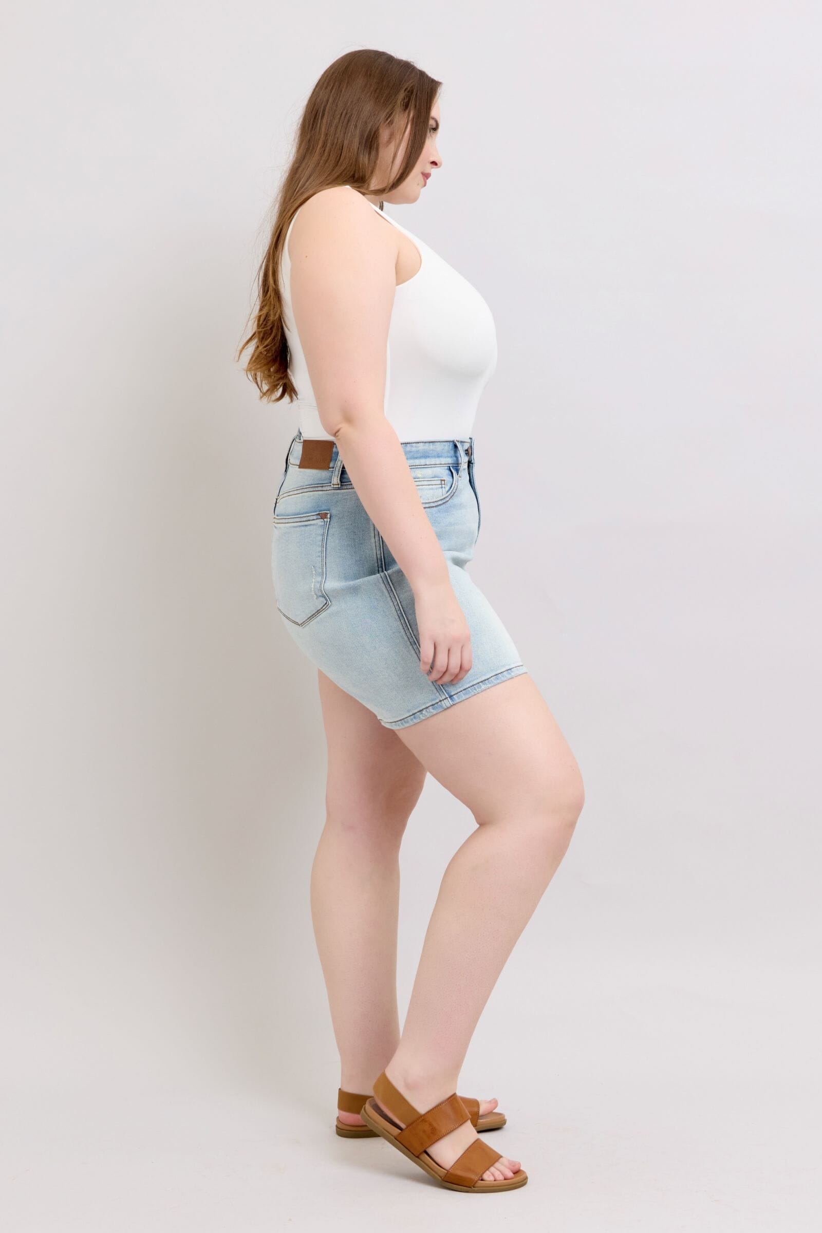 Judy Blue Full Size 2 Button Denim Shorts with Pockets Plus Size - Sydney So Sweet
