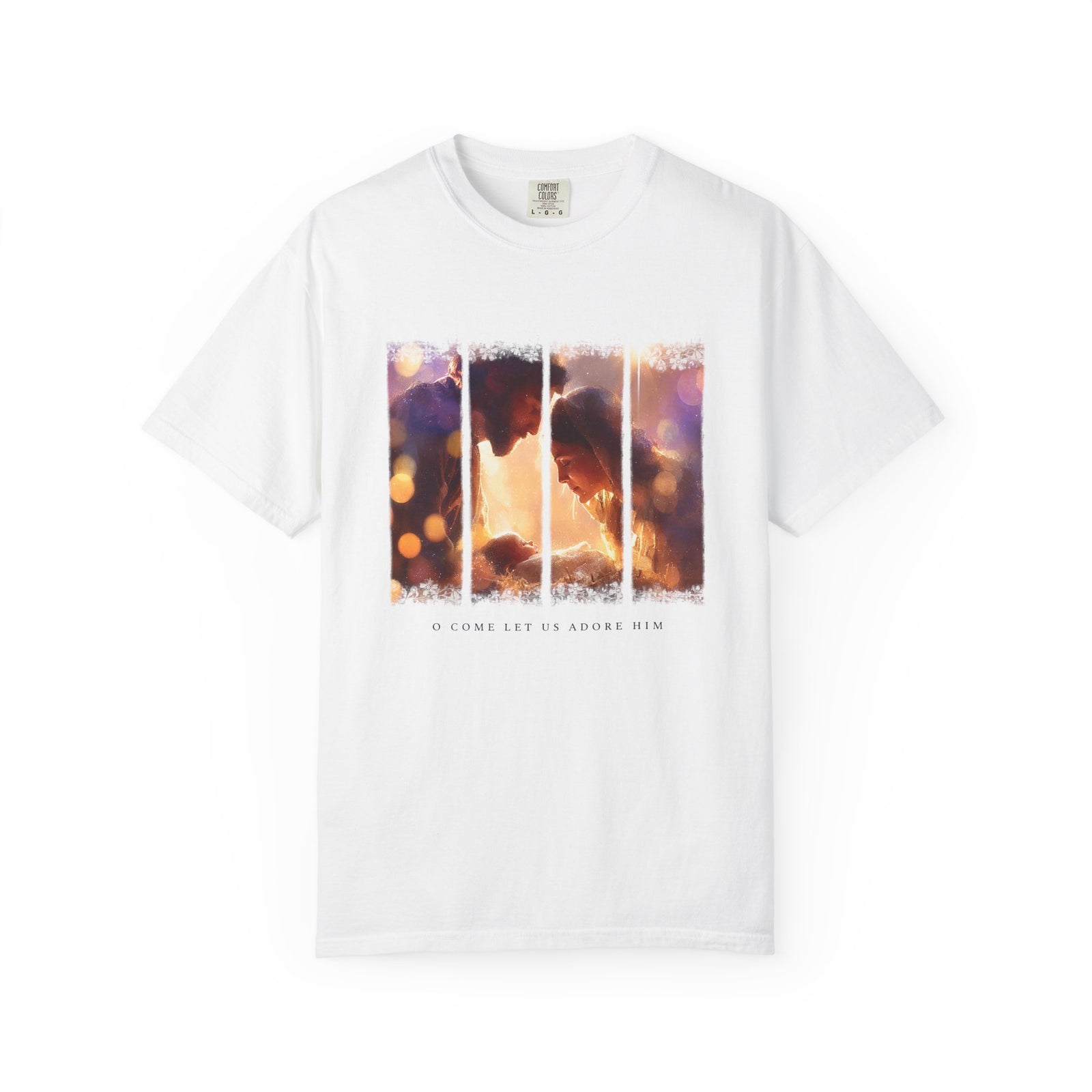 O Come Let Us Adore Him Holy Family Christmas T-Shirt Christian Graphic Tee