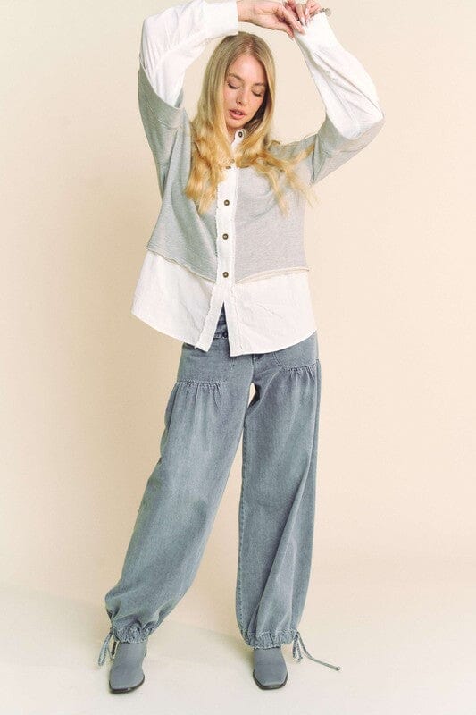 Davi & Dani Faux Layered French Terry Contrast Top - Sydney So Sweet