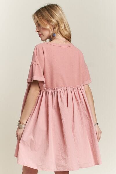 ADORA Round Neck Half Sleeve Babydoll Dress - Sydney So Sweet