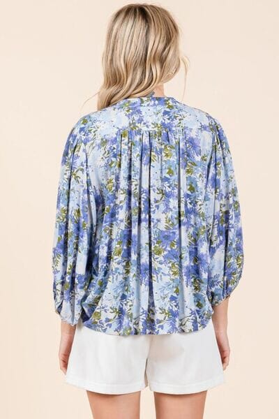 Mittoshop Flower Print Batwing Sleeve Button Down Blouse - Sydney So Sweet