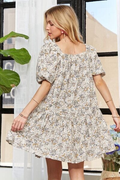 ADORA Floral Square Neck Puff Sleeve Dress - Sydney So Sweet