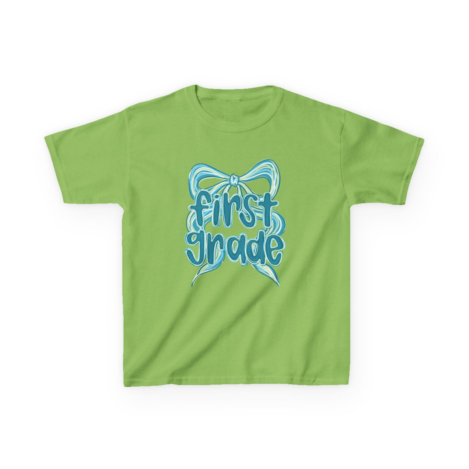 First Grade Kids Tee Cute Blue Coquette Bow Back to School 1st Grade T-Shirt