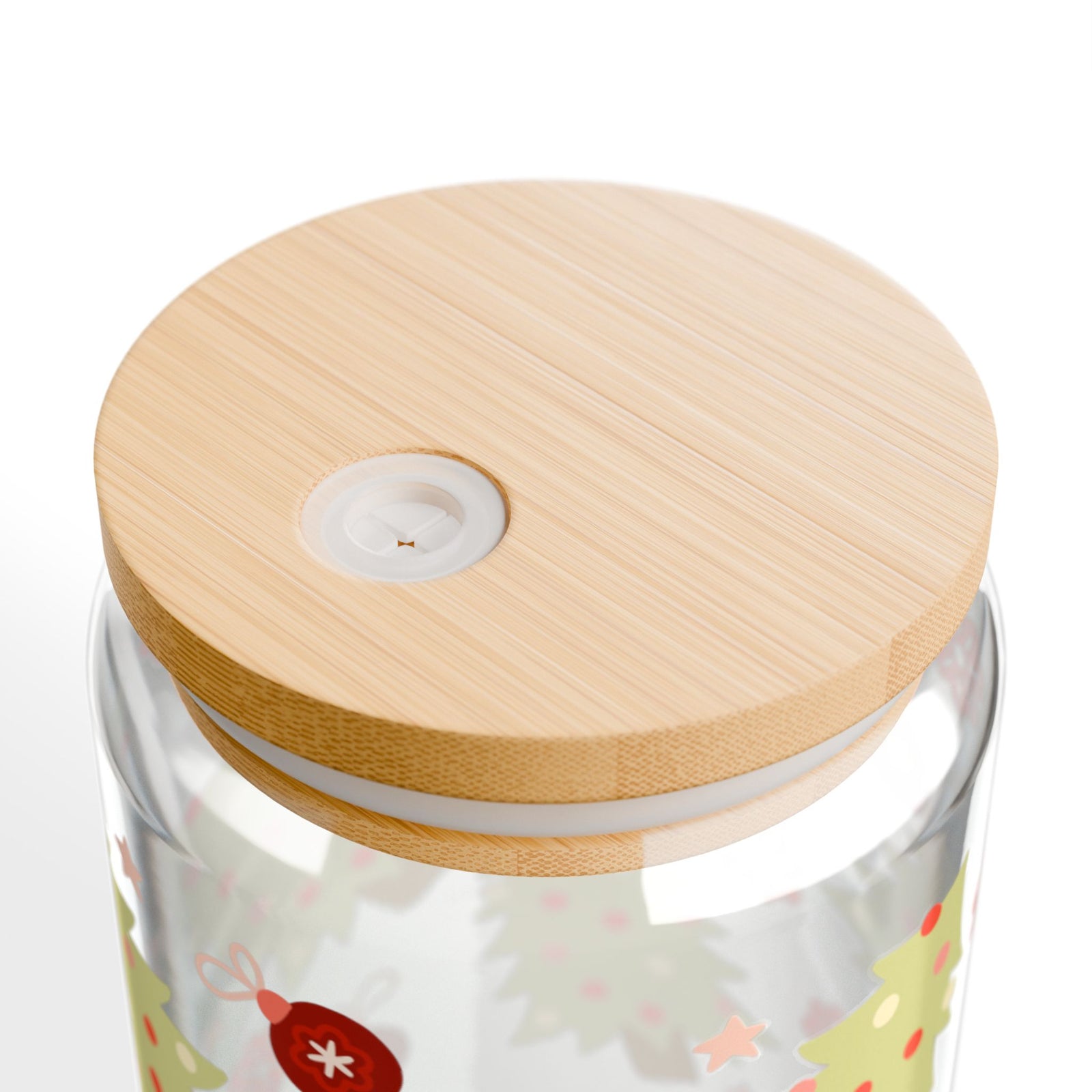 90's Christmas 16 oz reusable glass drink jar with lid and straw