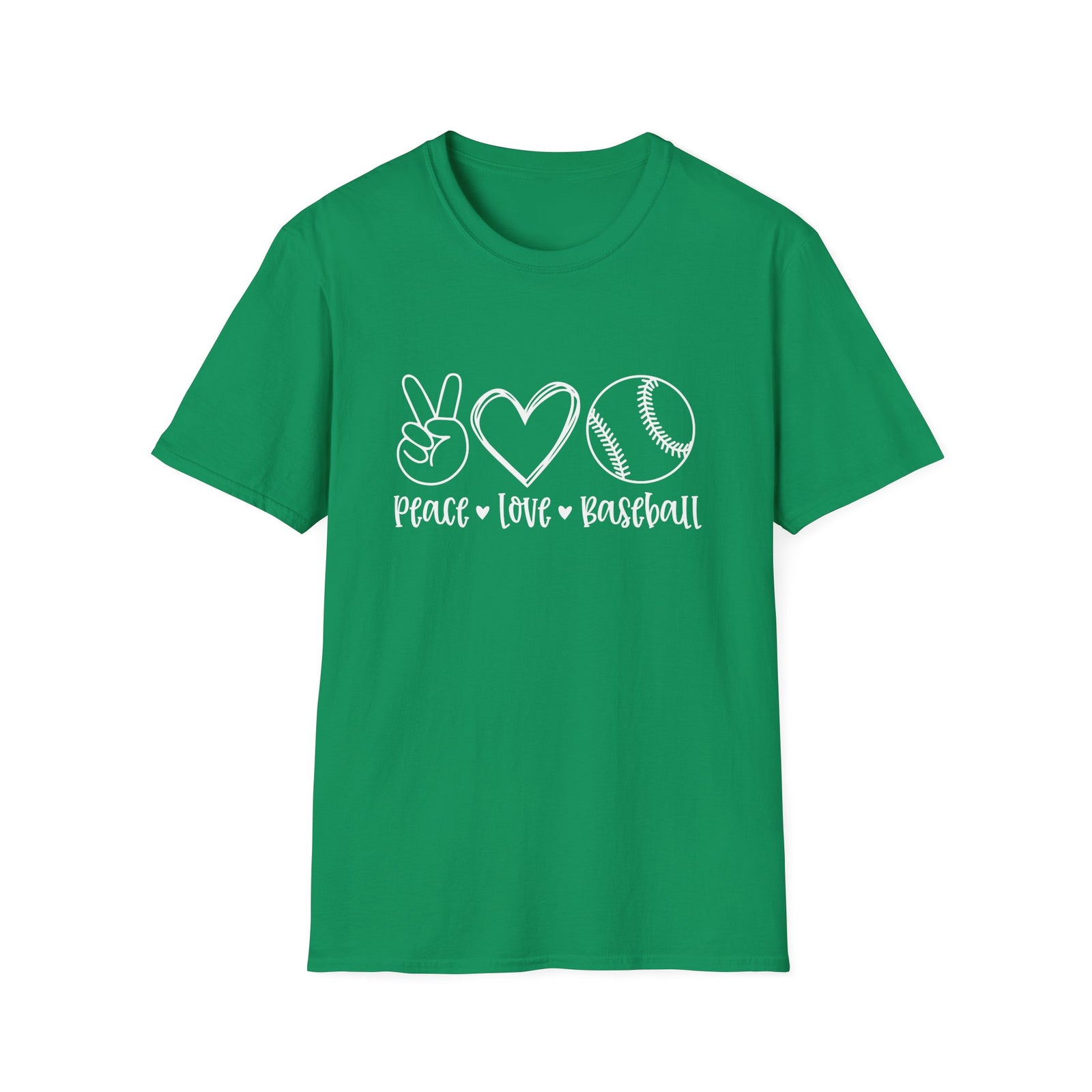 Peace Love Baseball Graphic T-Shirt Cute Sports Mom Tee (12 Team Colors)
