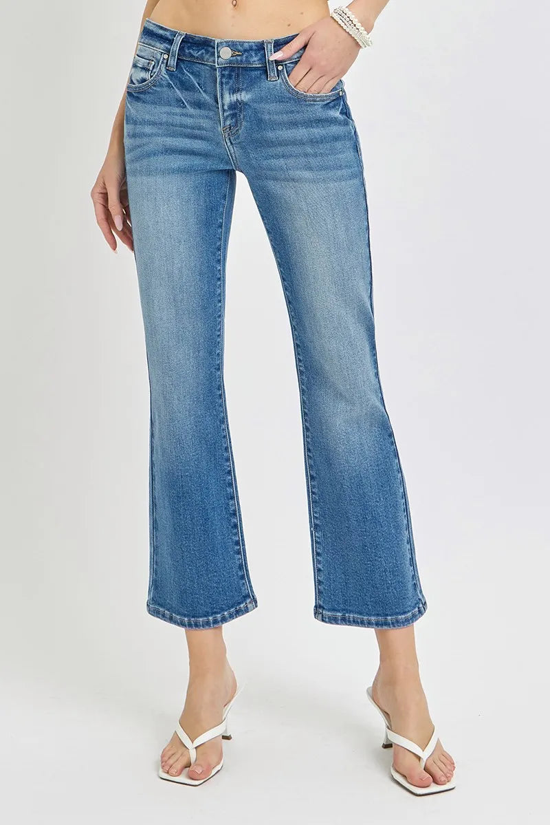 RISEN Full Size Low Rise Crop Flare Jeans Plus Size - Sydney So Sweet