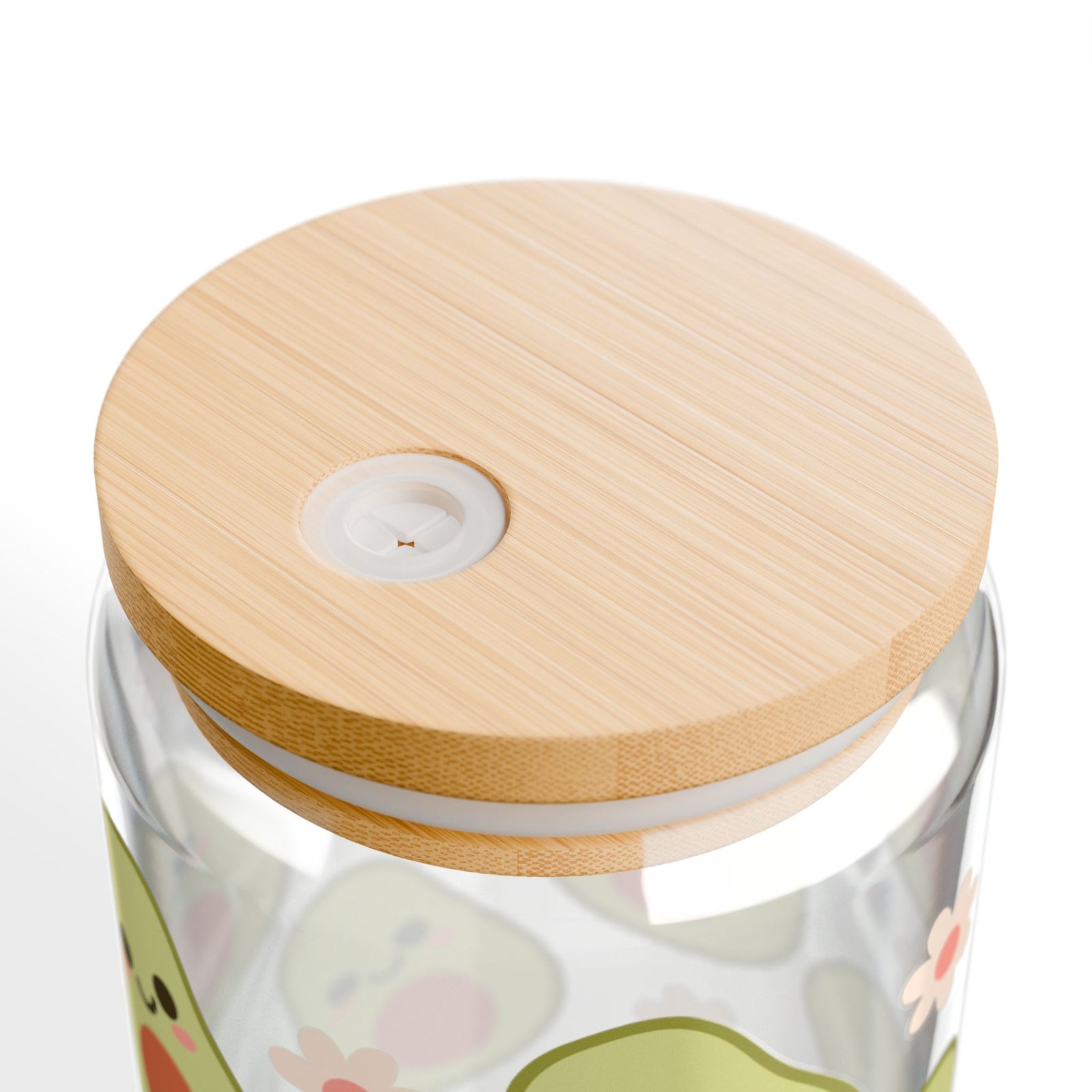 Happy Avocado Tumbler Sipper Glass 16oz — Reusable Drink Jar with Lid & Straw