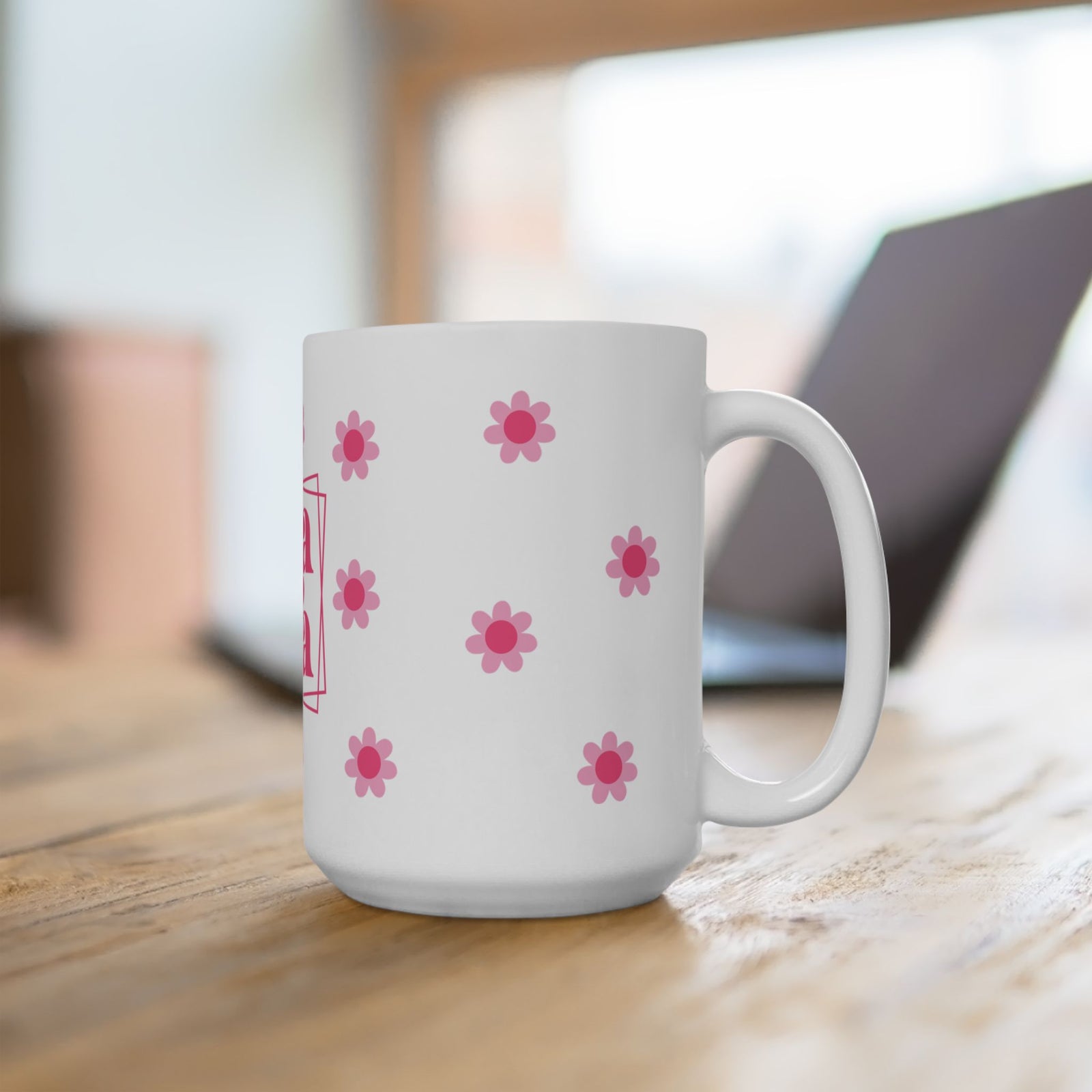 Mama Pink Flower Cute Ceramic Mug Coffee Cup (11oz & 15oz)