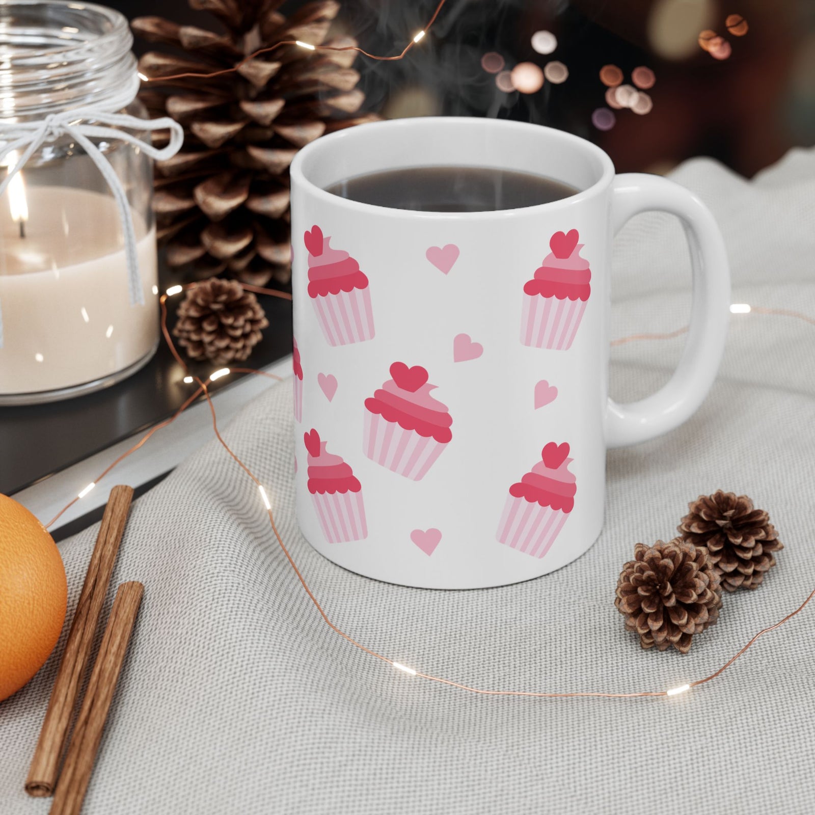 Cupcake Hearts Cute Ceramic Mug Coffee Cup (11oz & 15oz)