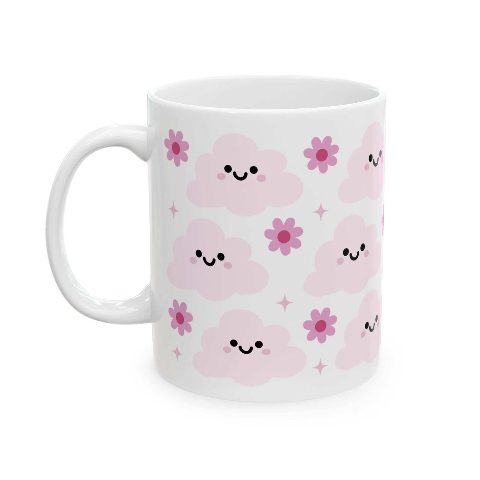 Happy Cloud Pink Cute Ceramic Mug Coffee Cup (11oz & 15oz)