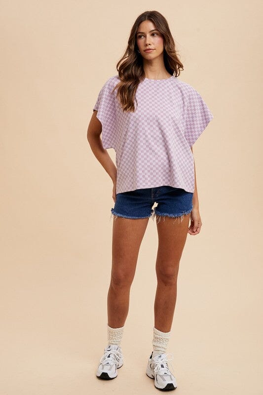 Annie Wear Checkered Round Neck Short Sleeve T-Shirt - Sydney So Sweet