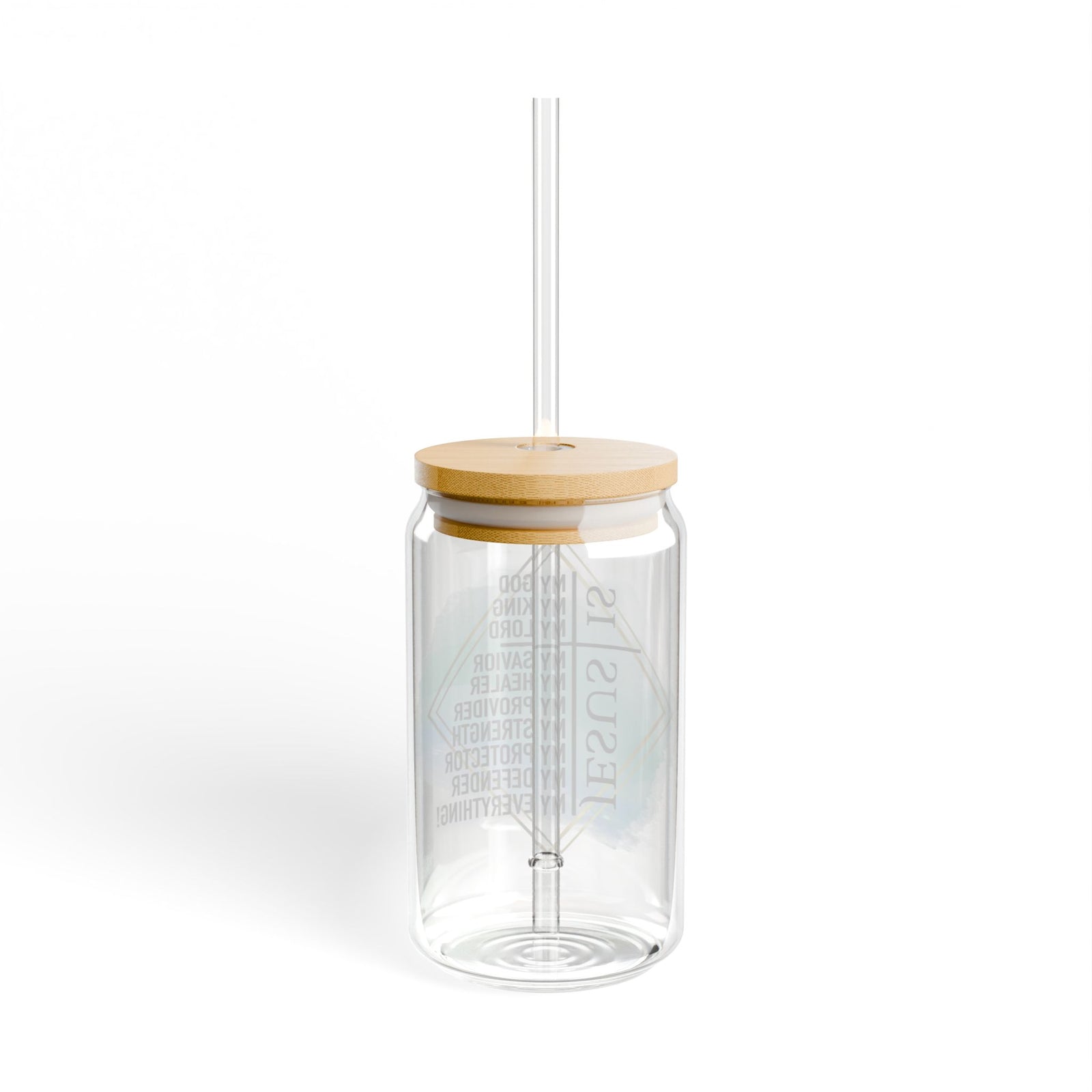 Jesus is my Everything Christian Tumbler Sipper Glass 16oz — Reusable Drink Jar with Lid & Straw - Sydney So Sweet