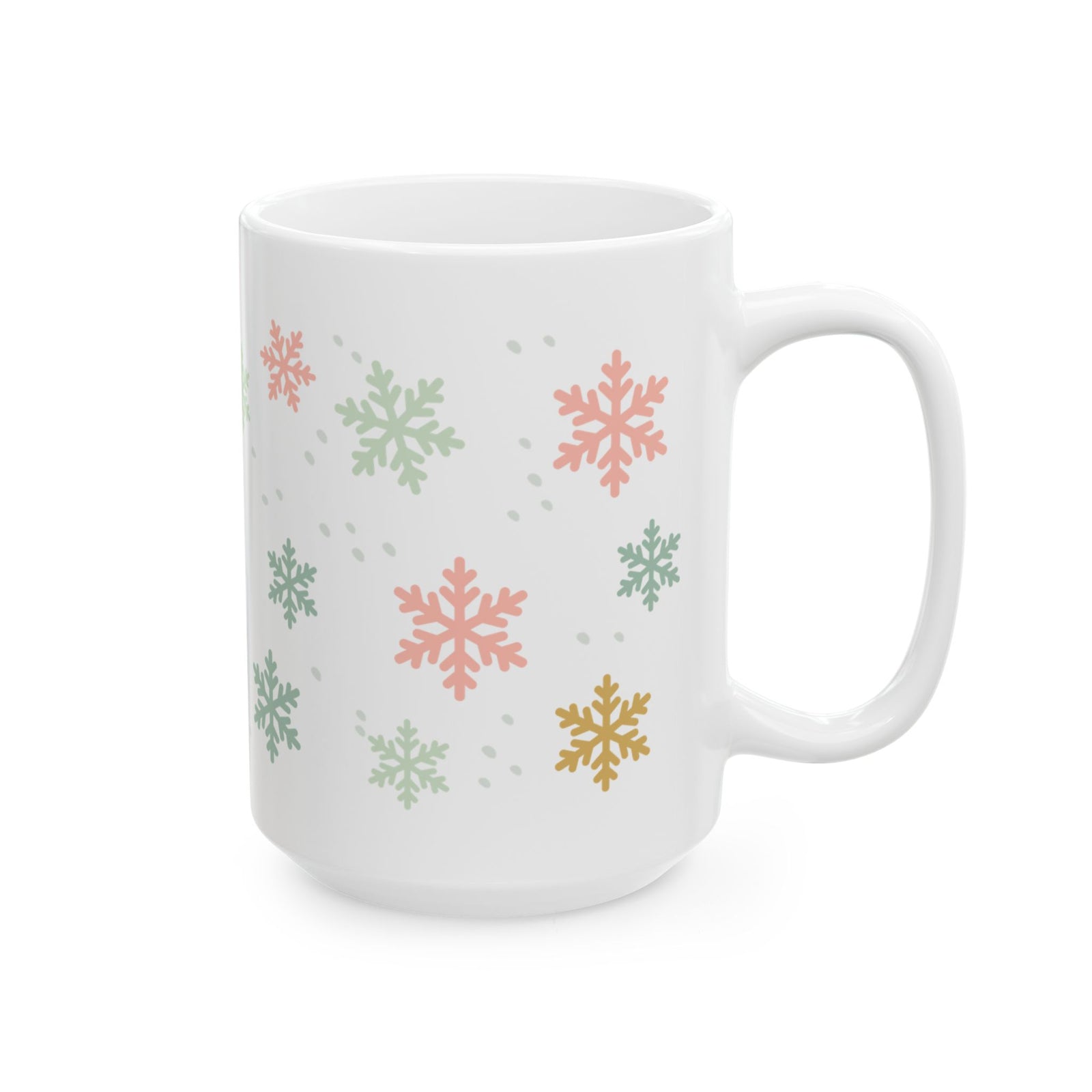 Pastel Snowflake Winter Christmas Ceramic Mug Coffee Cup (11oz & 15oz)